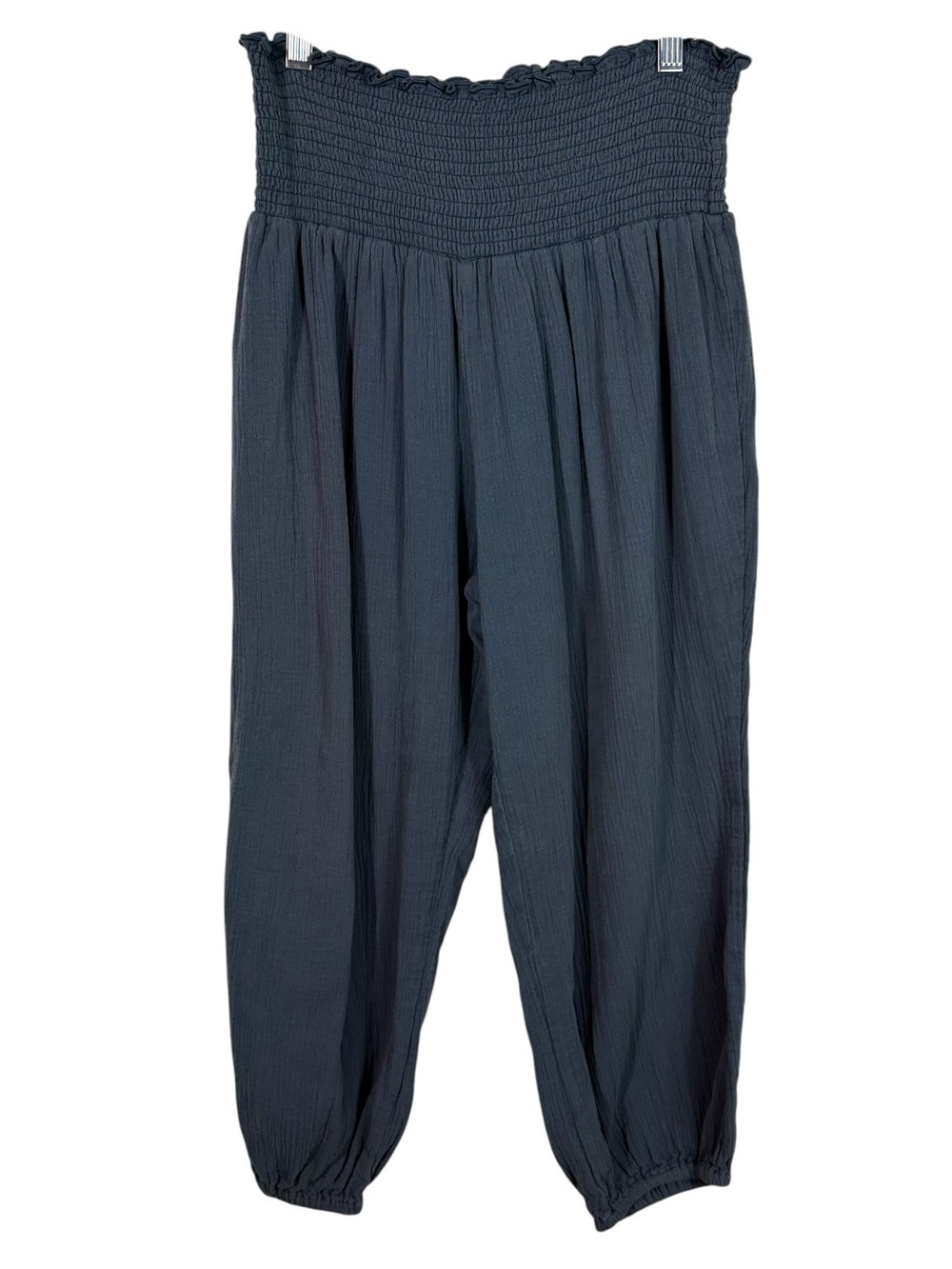 HATCH Maternity Blue/Gray Breathable Muslin Cotton Jogger Fit Capri Crop Pants 3